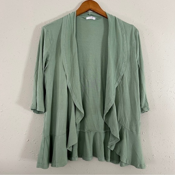 🦋 Blue Time Mint Green Mid Sleeve Ruffle Cardigan Lightweight Spring XL - Picture 1 of 6